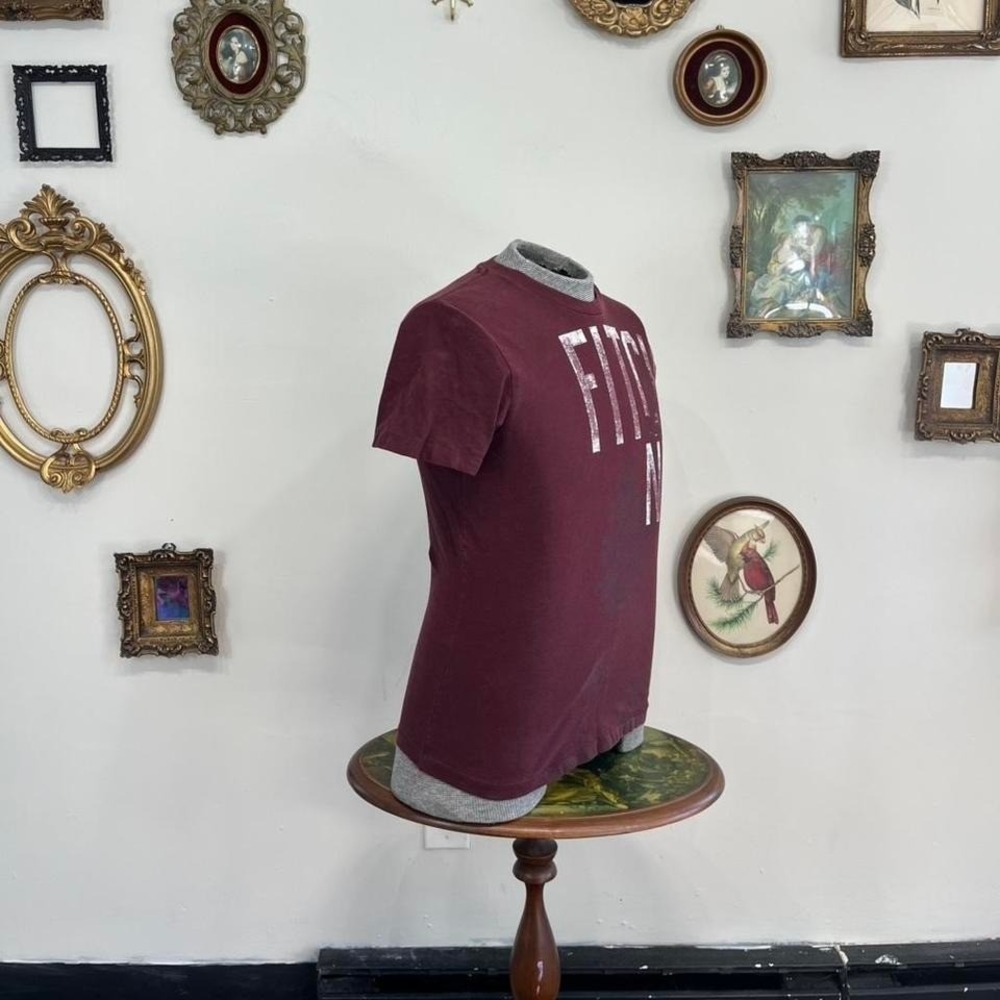 Abercrombie & Fitch Burgundy Graphic Logo T-Shirt – Men's Size Small - Picture 2 of 7